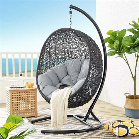 Modway Encase Outdoor Patio Swing Lounge Chair Seat 1 Sunbrella® With Stand And Steel Frame