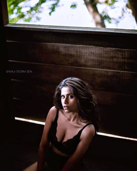 Marathi Actress Sai Tamhankar Hot In Black Lingerie Photo Shoot
