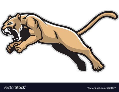 Jumping Cougar Mascot Royalty Free Vector Image