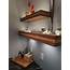Two Tone Floating Shelves Made With Walnut And African Mahogany Inlay 