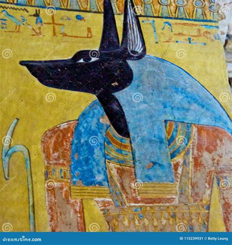 Malerei Des ägyptischen Gottes Von Anubis Im Tal Von Königen In Luxor Ägypten Redaktionelles