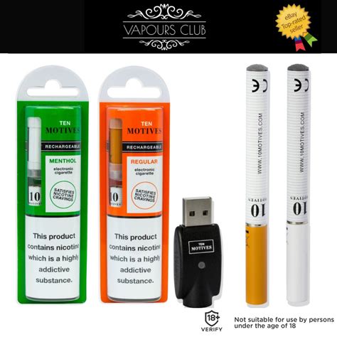 10 Ten Motives Rechargeable V2 Electronic Cigarette Kit Tobacco