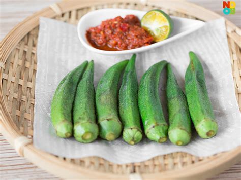 Okra is also known as lady finger/ bhindi and is used in the preparation of a number of sumptuous dishes. Okra with Sambal Belacan Dip Recipe - Noob Cook Recipes