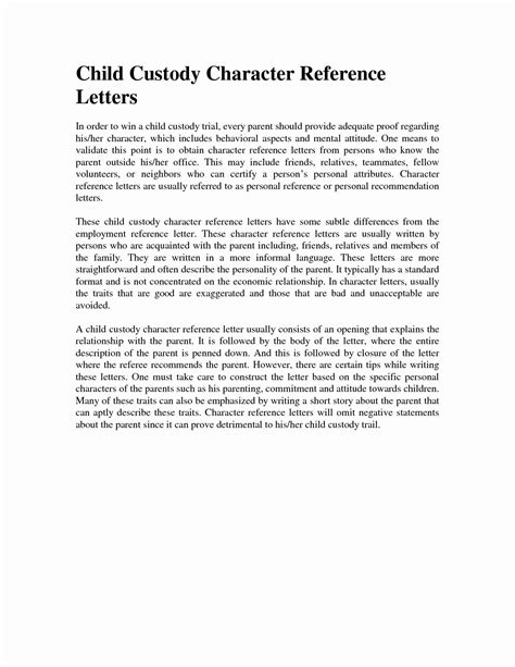 How To Write A Character Letter For Court Child Custody Ideas Alltheways
