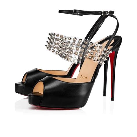 christian louboutin black levitagirl 120 pvc spike ankle strap platform stiletto heel pumps size