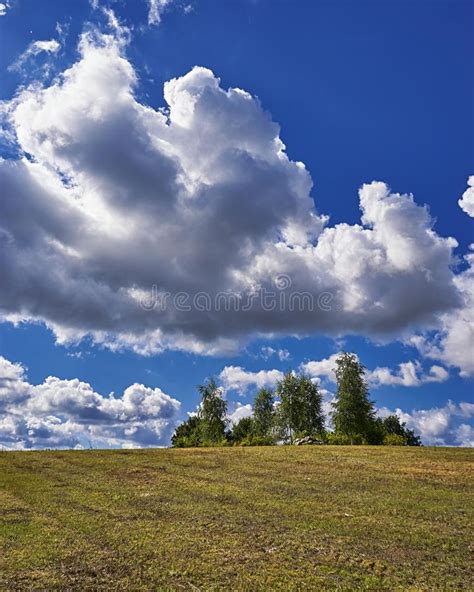 Summer Landscape On Blue Sky Background Stock Photo