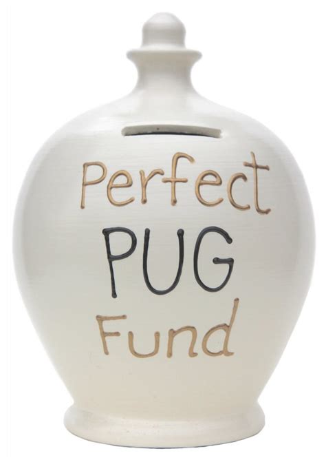 Terramundi Money Pot Perfect Pug Fund White Design 24 Ts
