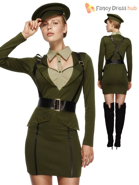 Ladies Fever Sexy Army Captain Military War Soldier Uniform Fancy Dress