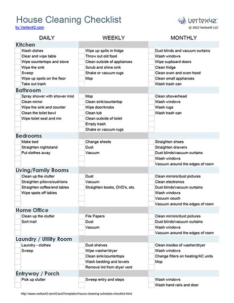 Printable Cleaning Schedule And Checklist Clean House Cleaning