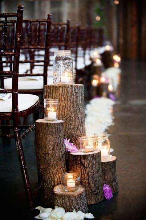 Candle Topped Tree Trunks To Line Your Ceremony Aisle This Is Too