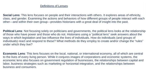 How Historical Lenses Can Affect The Study Of A Historical Topic