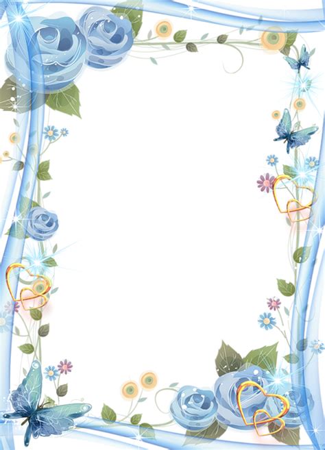 Download Beautiful Blue Transparent Photo Frame Border Design For