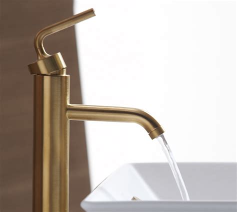 Besides, the spray head preserves the last settings you used and works side to side. Brushed Gold Bathroom Faucets by Kohler