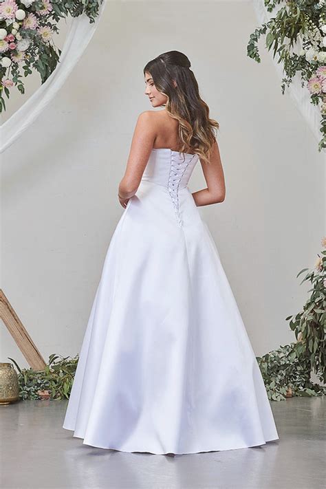 White Satin Wedding Dress Leah S Designs Bridal Melbourne