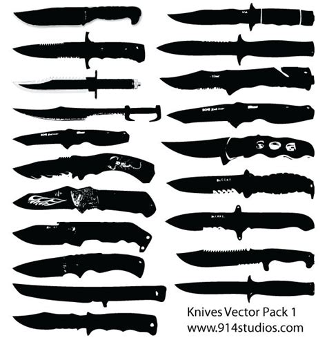 Knife Silhouettes Free Vector Pack Knife Template Knife Knife Drawing