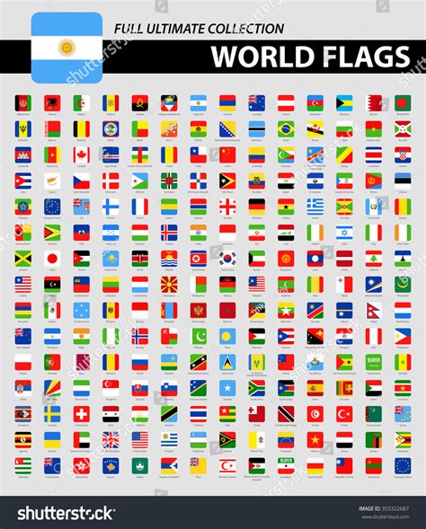 Square Flags World Full Ultimate Collection Stock Vector Royalty Free