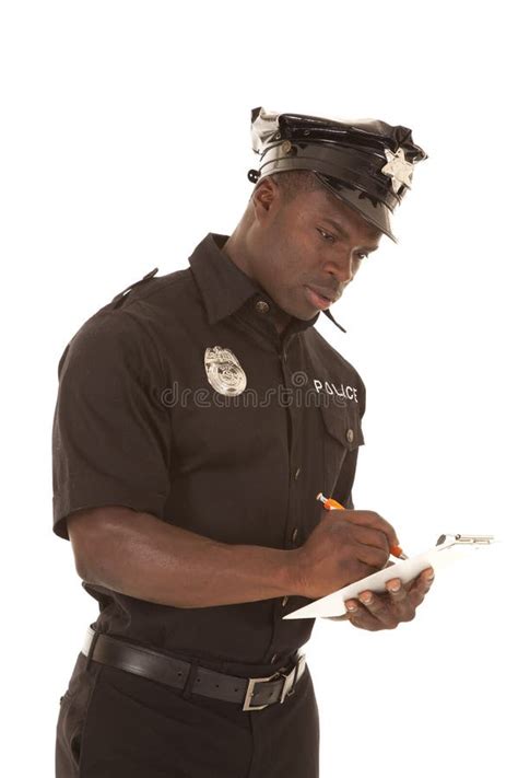 Policeman In Uniform Writing A Ticket Stock Image Image Of Inspector