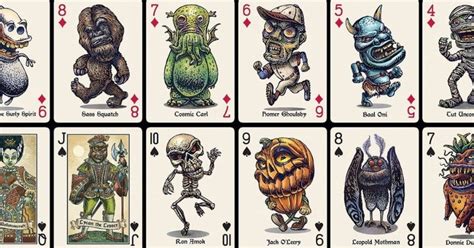 A Spooky Deck Of Playing Cards Showcasing 58 Different Illustrated