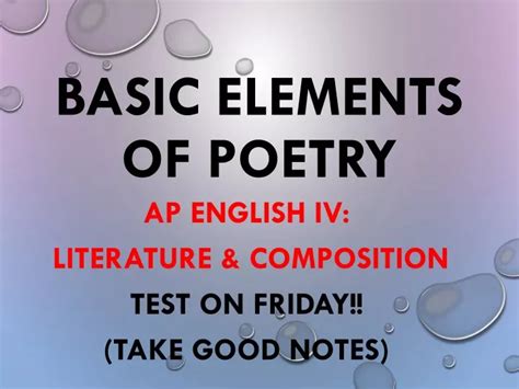 Ppt Basic Elements Of Poetry Powerpoint Presentation Free Download