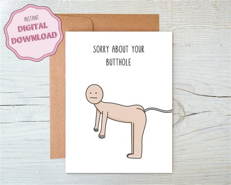 Printable Funny Colonoscopy Card 5x7 Digital Download Sorry About Your