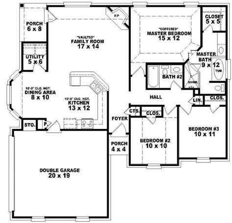 It usually has three bedrooms, a kitchen and a living room at the this is an ideal house plan for newly wedded couples. #654048 - One story 3 bedroom, 2 bath french traditional ...