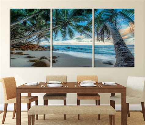 Extra Large Tropical Beach Canvas Wall Art Set Of Panel Etsy