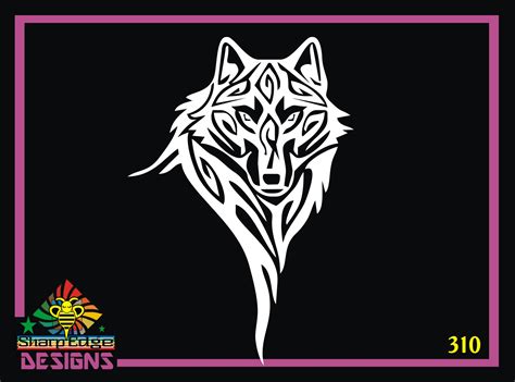 Wolf Head Tribal Design 3 Vinyl Decal