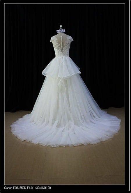 Peplum Wedding Dress With Cap Sleeves Darius Cordell Fashion Ltd