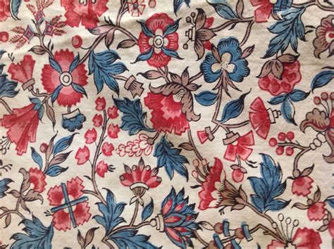 Antique Glazed Chintz Cotton From A Bed Cover C1815 1820