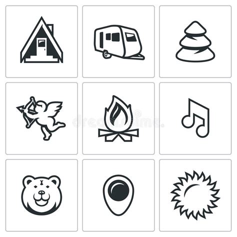 Vector Set Of Camping Icons Stock Vector Illustration Of Background