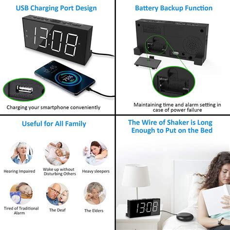 Buy Super Loud Alarm Clock With Bed Shaker For Heavy Sleeper Dual