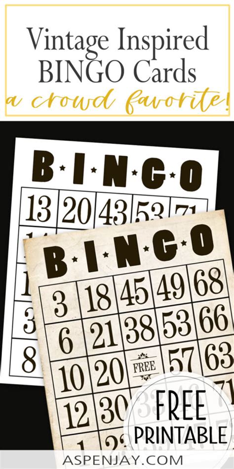 Vintage Inspired Free Printable Bingo Cards Aspen Jay