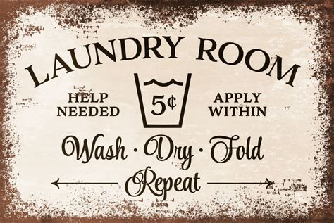 Laundry Room Plaque Vintage Style Retro Metal Sign Washing Clothes