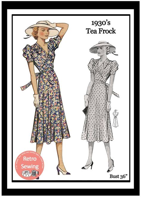 1930s Flirty Puff Sleeve Tea Frock Pdf Sewing Pattern Etsy Uk