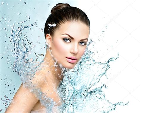 Beautiful Woman With Splashes Of Water Stock Photo By Subbotina
