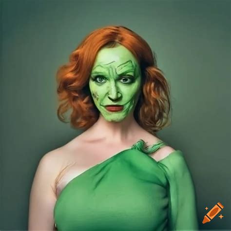 Actress Christina Hendricks As The Mask With Green Face Paint On Craiyon