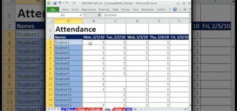 Microsoft Excel Student Attendance Template Sopboard