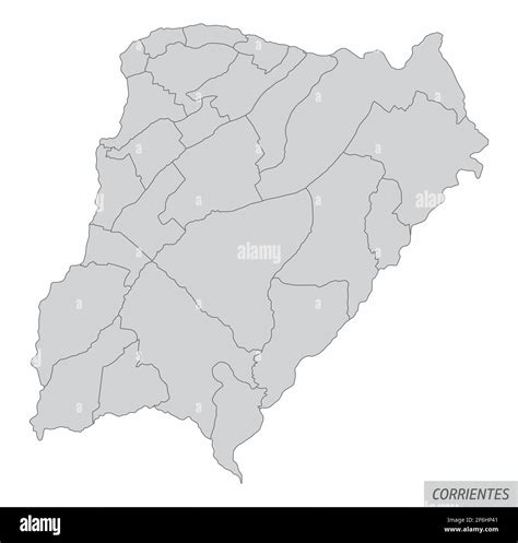 Mapa Aislado De La Provincia De Corrientes Dividido En Departamentos