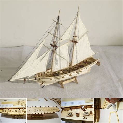 Ship Model Assembly Wood Tall Sailboat Boat Wooden Scale Decoration Diy