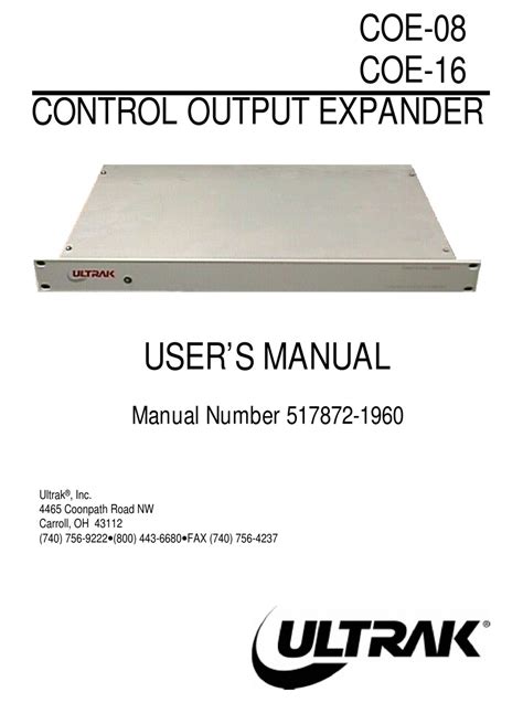 Ultrak Coe 16 User Manual Pdf Download Manualslib