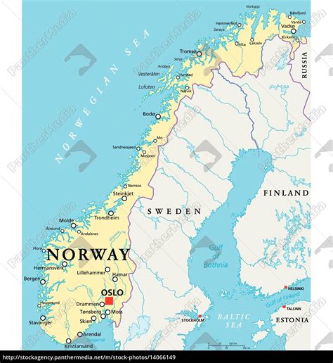 Norwegen Political Map Lizenzfreies Bild Bildagentur Panthermedia