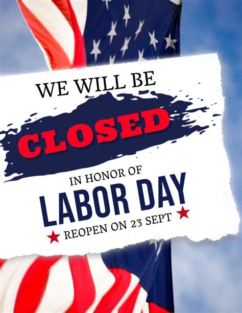 Labor Day Shop Closed Notice Template Postermywall