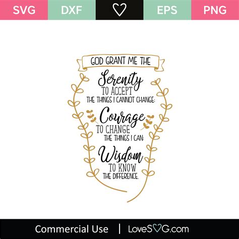 You can copy, modify, distribute and perform the work, even for commercial purposes, all. Serenity Prayer SVG Cut File - Lovesvg.com