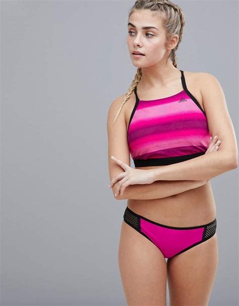 Adidas Pink Stripe Bikini Best Sporty Swimsuits Popsugar