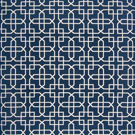 Classic Navy Blue Geometric Cotton Upholstery Fabric