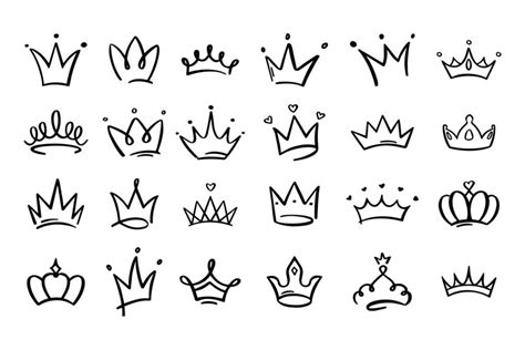 Doodle Crowns Line Art King Or Queen Crown Sketch Fellow