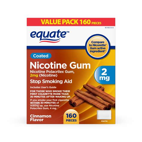 Equate Nicotine Coated Gum 2 Mg Stop Smoking Aid Cinnamon Flavor 160 Ct