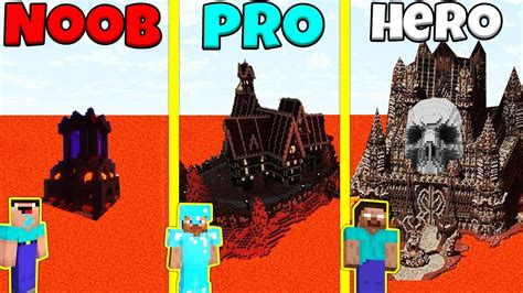 Minecraft Battle Noob Vs Pro Vs Herobrine Nether Castle Build