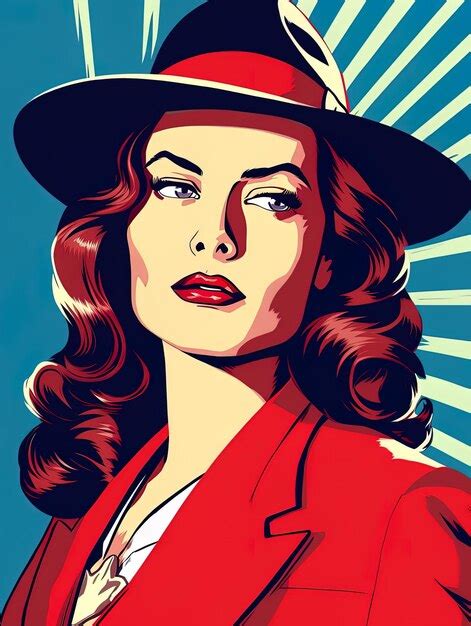Premium Ai Image A Poster For A Woman With A Red Hat And A Red Jacket