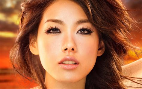 Wallpaper Face Women Model Long Hair Asian Black Hair Brown Eyes Mouth Nose Person